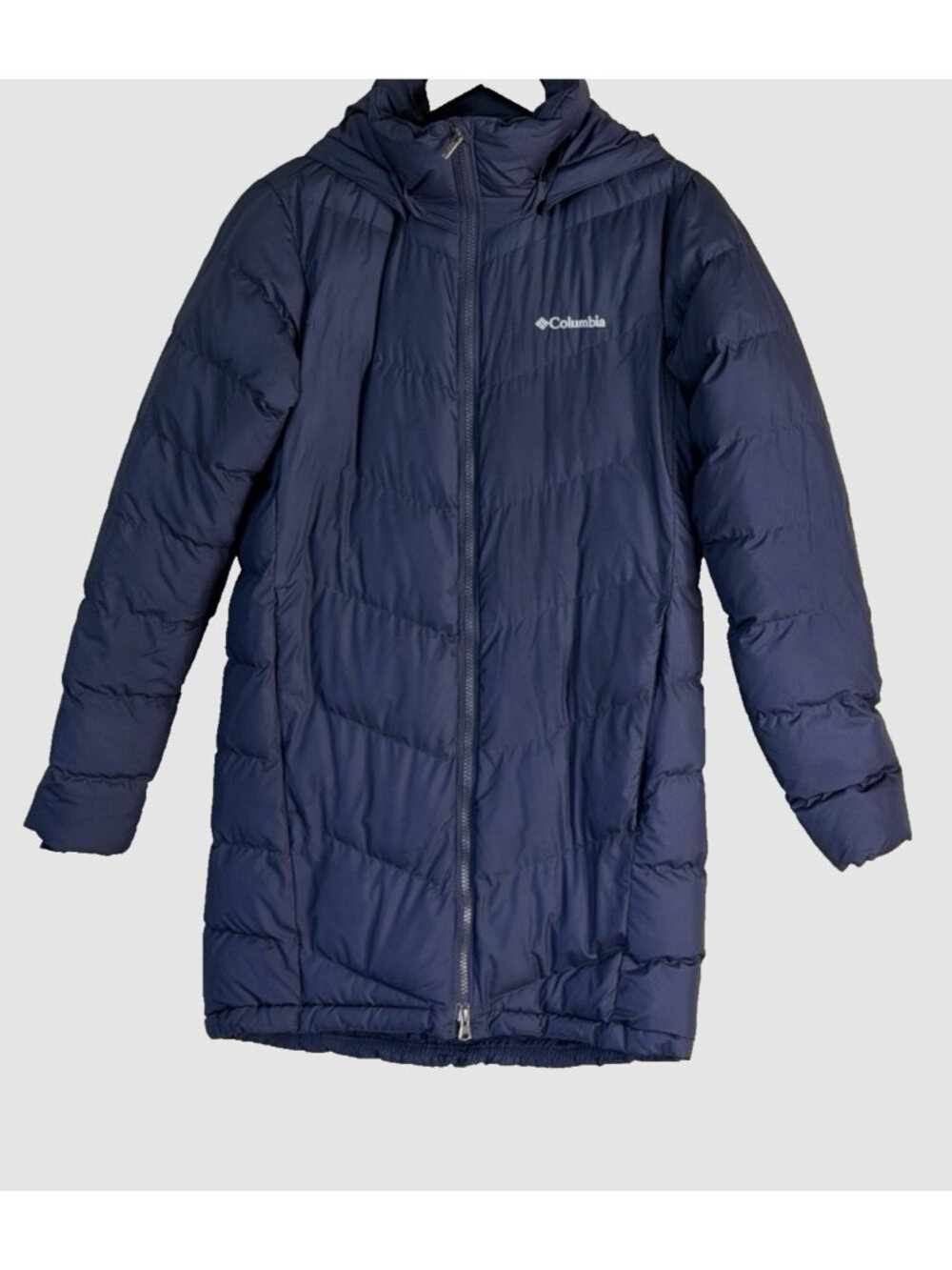 COLUMBIA Womens Navy Quilted Puffer Insulated Removable Hood Jacket Size Small